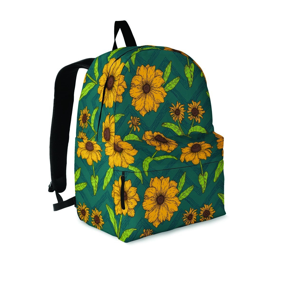 Green Zigzag Sunflower Backpack-grizzshop