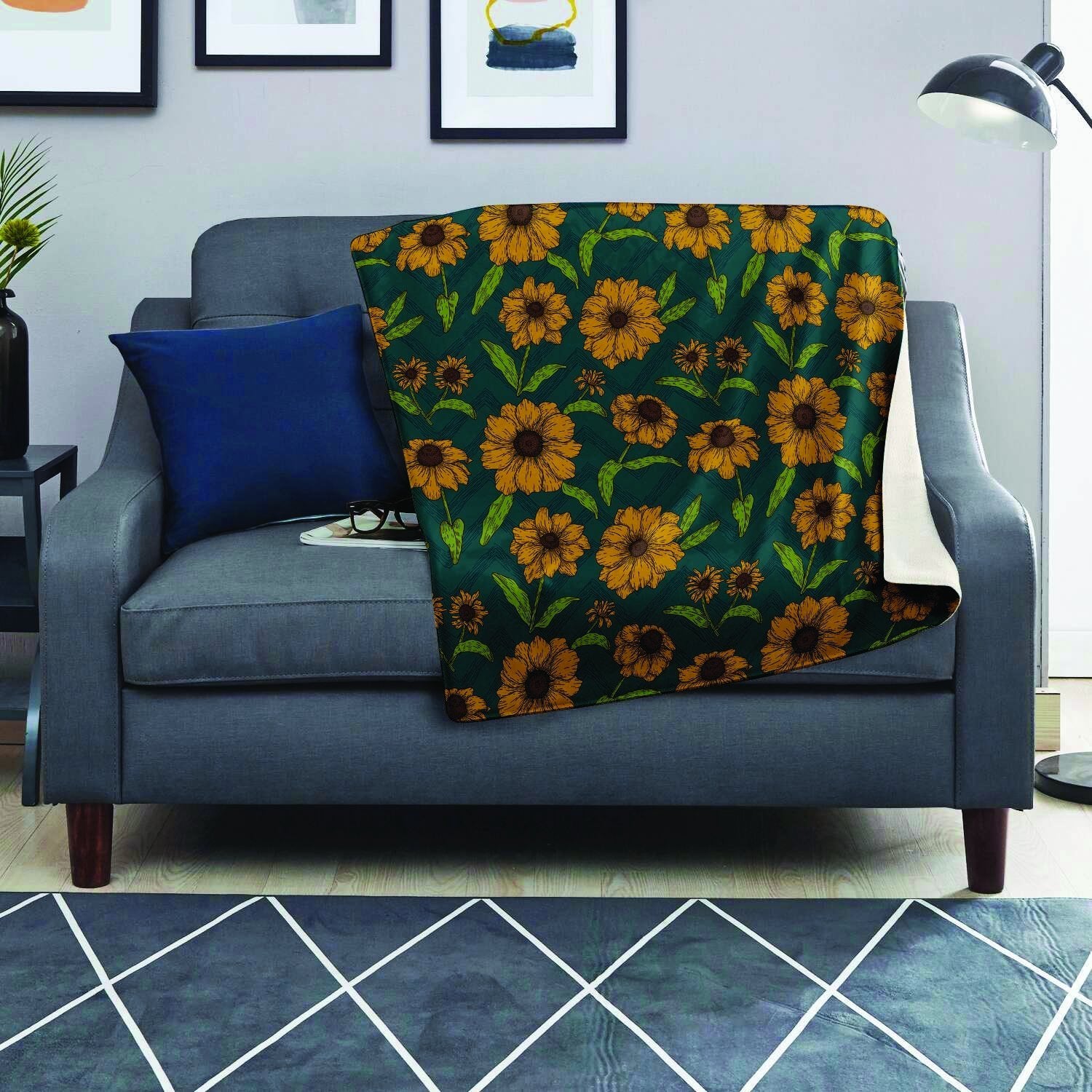 Green Zigzag Sunflower Blanket-grizzshop