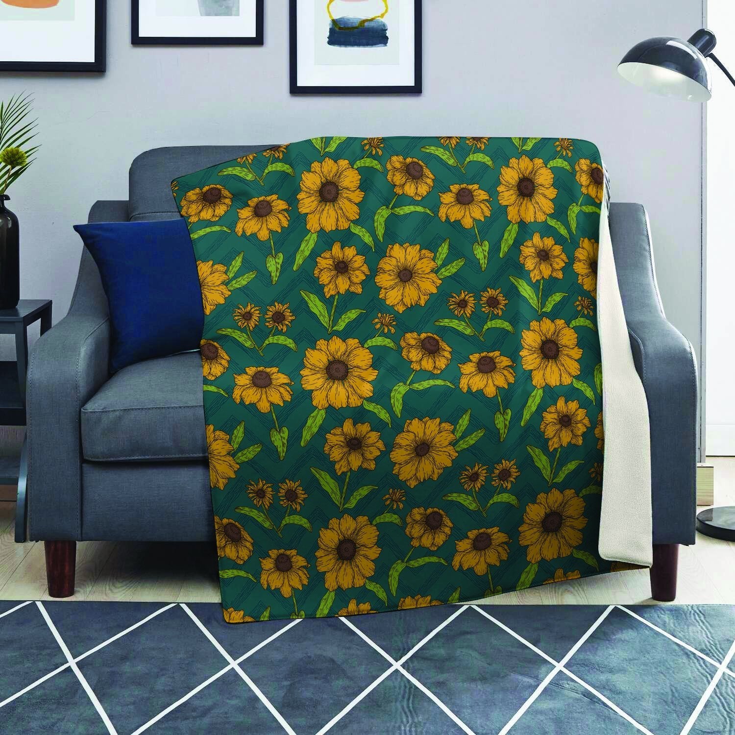 Green Zigzag Sunflower Blanket-grizzshop