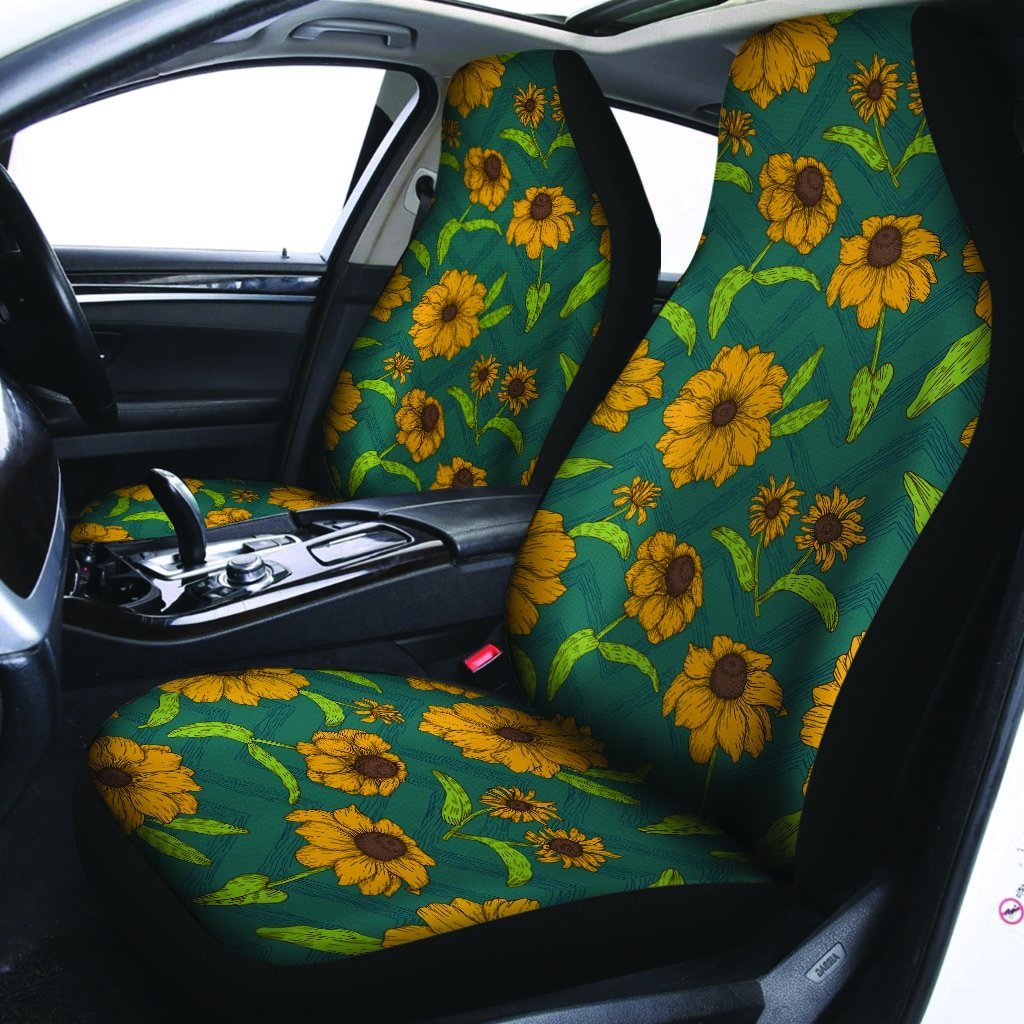 Green Zigzag Sunflower Car Seat Covers-grizzshop