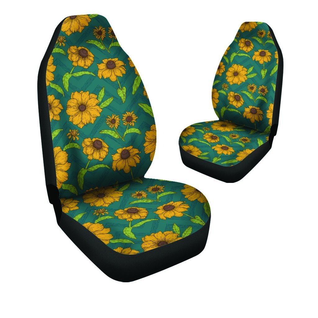 Green Zigzag Sunflower Car Seat Covers-grizzshop