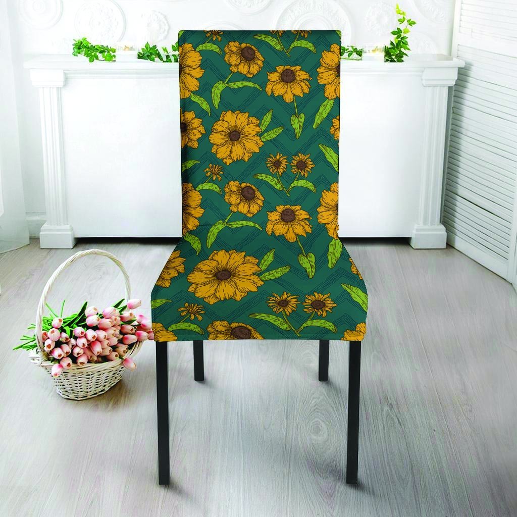 Green Zigzag Sunflower Chair Cover-grizzshop