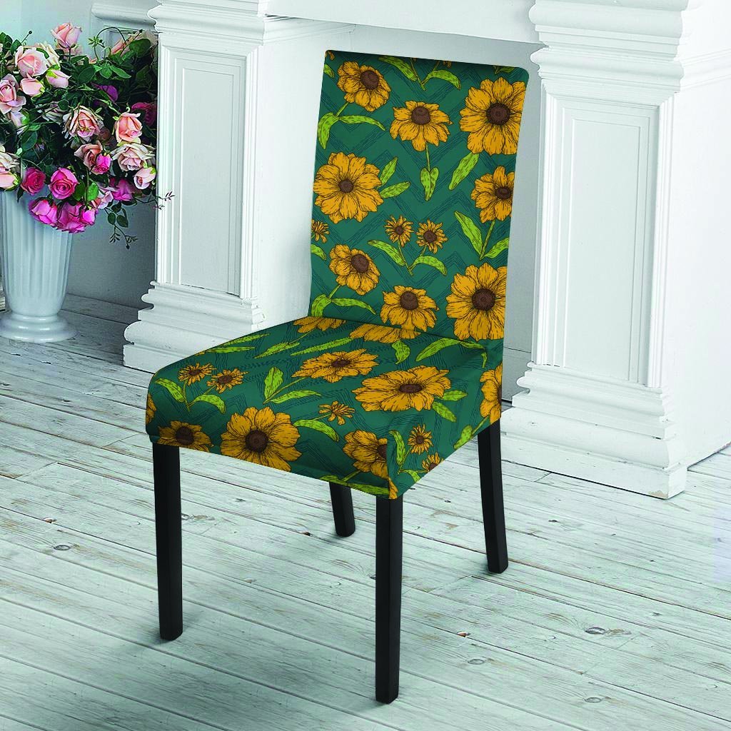 Green Zigzag Sunflower Chair Cover-grizzshop