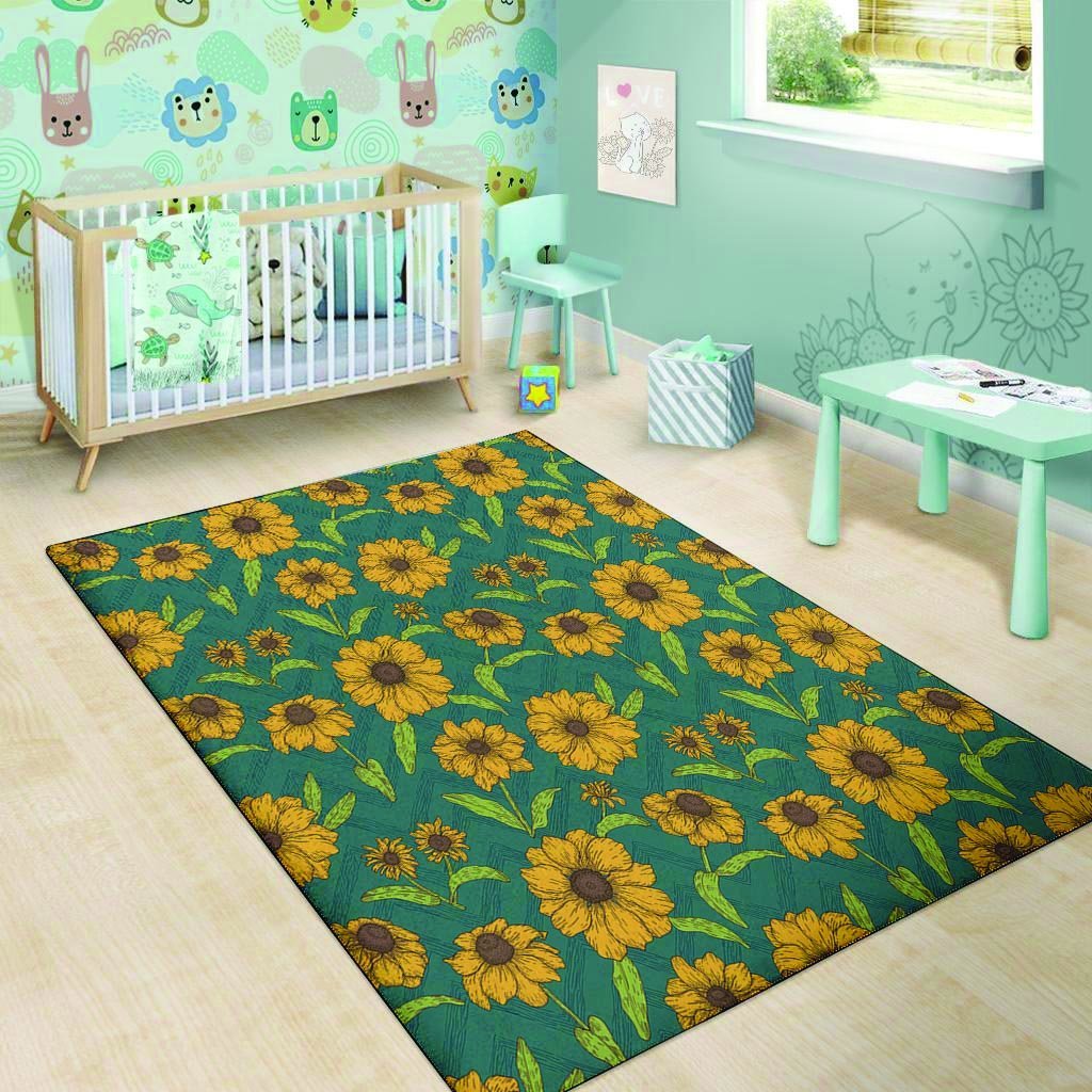 Green Zigzag Sunflower Floor Mat-grizzshop