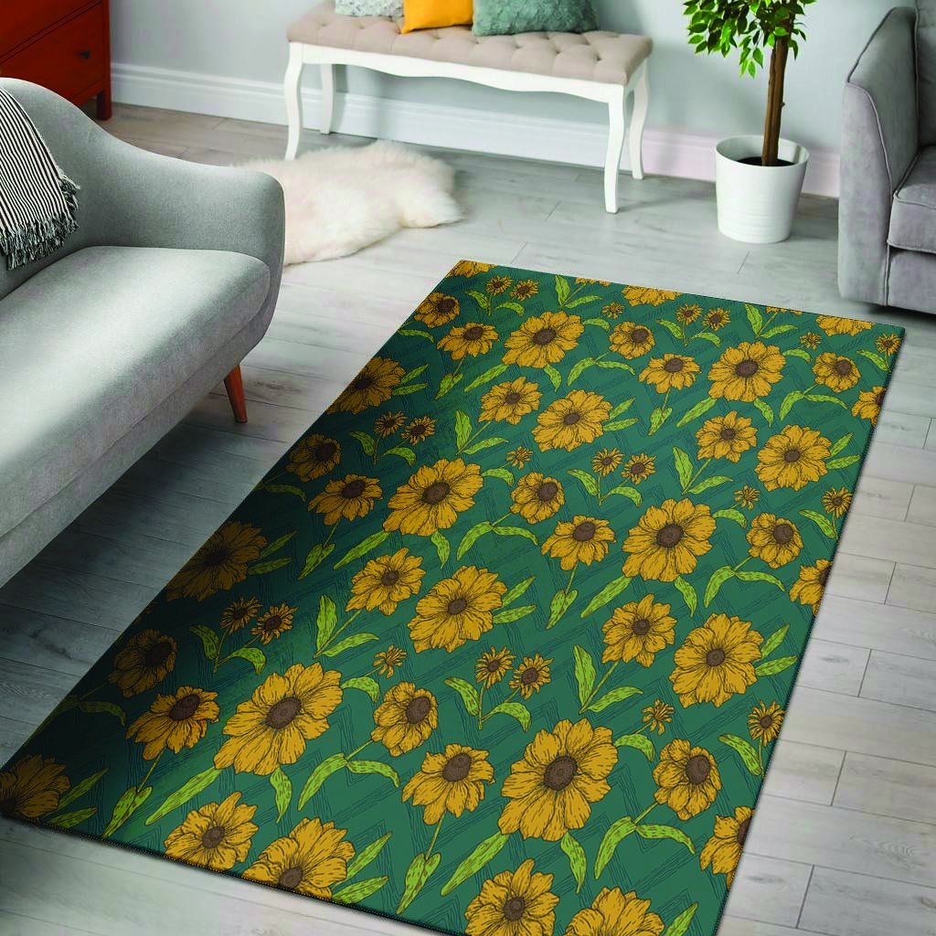 Green Zigzag Sunflower Floor Mat-grizzshop