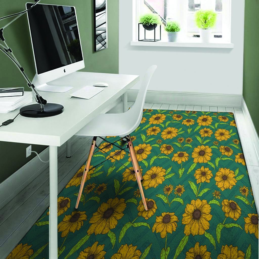 Green Zigzag Sunflower Floor Mat-grizzshop