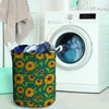 Green Zigzag Sunflower Laundry Basket-grizzshop