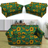 Green Zigzag Sunflower Loveseat Cover-grizzshop