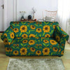 Green Zigzag Sunflower Loveseat Cover-grizzshop