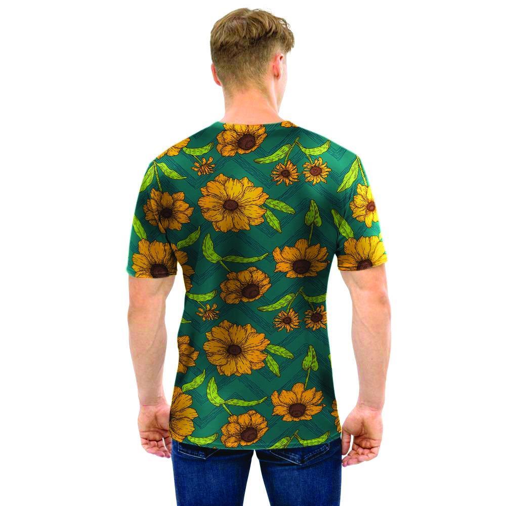 Green Zigzag Sunflower Men T Shirt-grizzshop