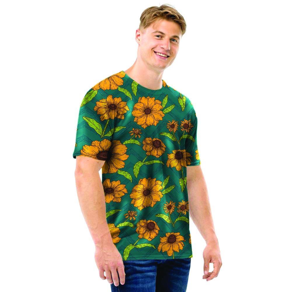 Green Zigzag Sunflower Men T Shirt-grizzshop