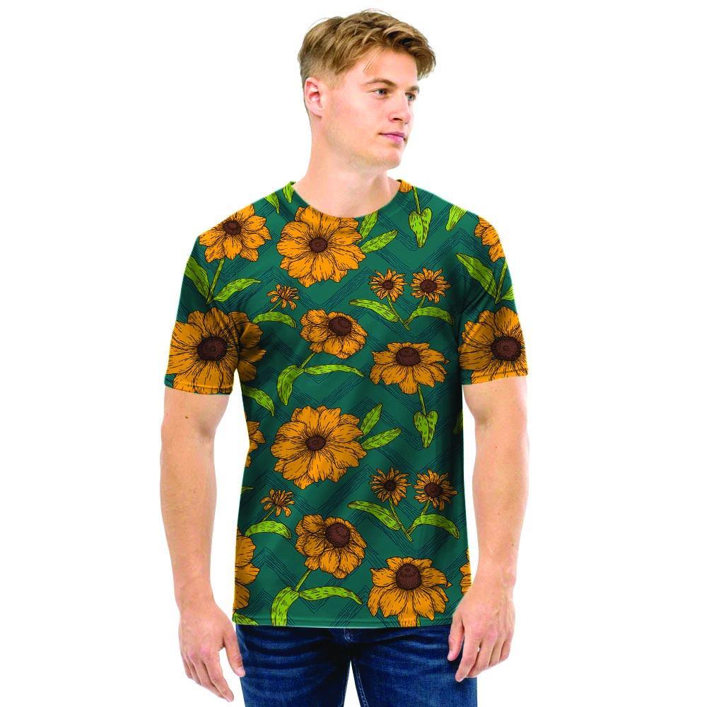 Green Zigzag Sunflower Men T Shirt-grizzshop