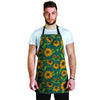 Green Zigzag Sunflower Men's Apron-grizzshop