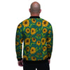 Green Zigzag Sunflower Men's Bomber Jacket-grizzshop