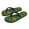 Green Zigzag Sunflower Men's Flip Flops-grizzshop