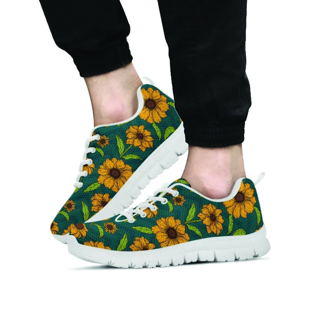 Green Zigzag Sunflower Men's Sneakers-grizzshop