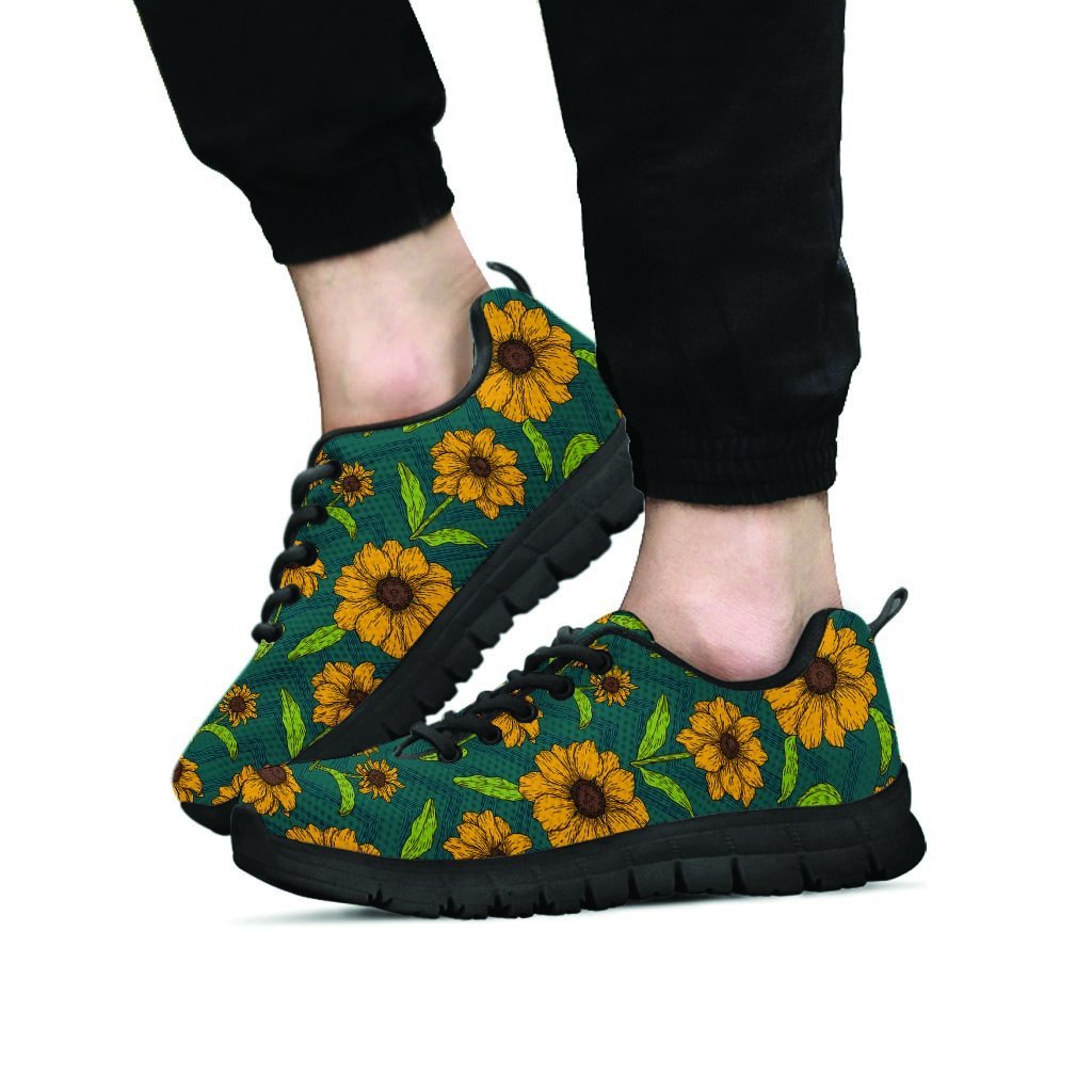 Green Zigzag Sunflower Men's Sneakers-grizzshop