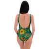 Green Zigzag Sunflower One Piece Swimsuite-grizzshop