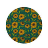 Green Zigzag Sunflower Round Rug-grizzshop