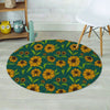 Green Zigzag Sunflower Round Rug-grizzshop