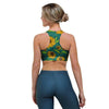 Green Zigzag Sunflower Sports Bra-grizzshop