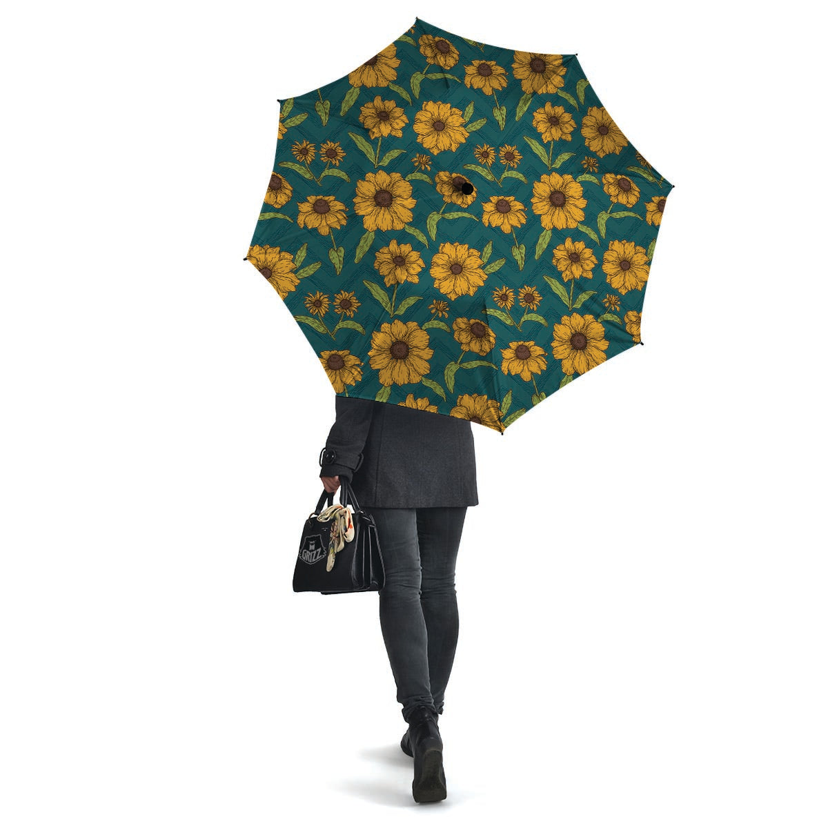 Green Zigzag Sunflower Umbrella-grizzshop