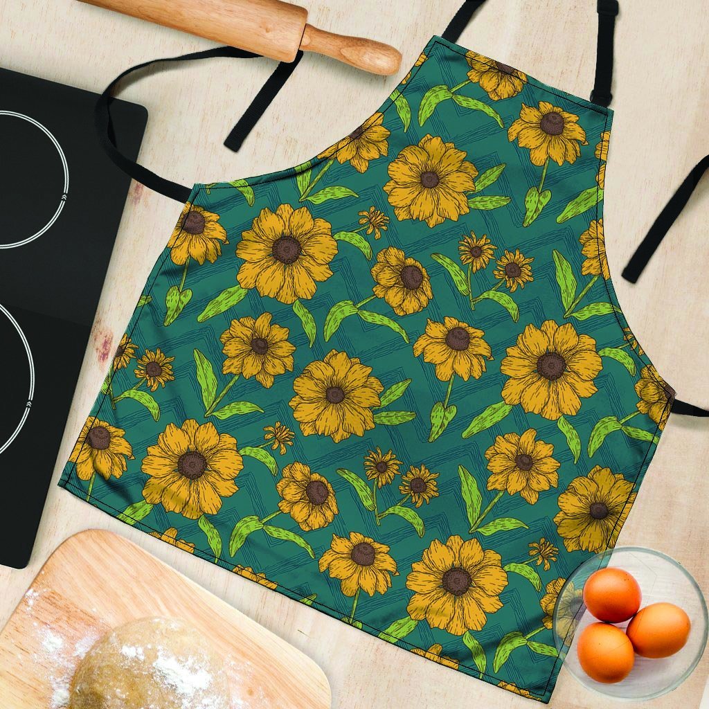 Green Zigzag Sunflower Women's Apron-grizzshop