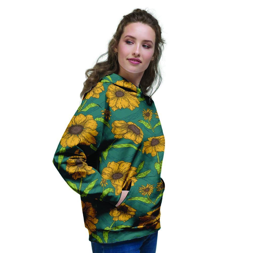 Green Zigzag Sunflower Women's Hoodie-grizzshop