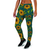 Green Zigzag Sunflower Women's Joggers-grizzshop