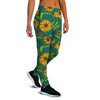 Green Zigzag Sunflower Women's Joggers-grizzshop