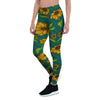 Green Zigzag Sunflower Women's Leggings-grizzshop