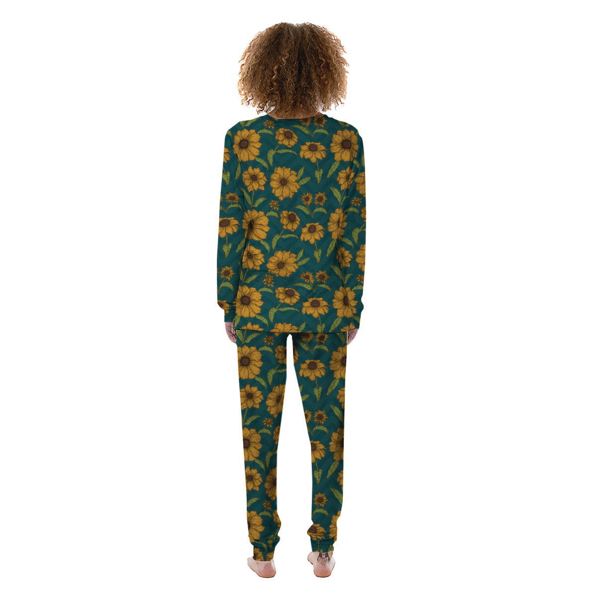 Green Zigzag Sunflower Women's Pajamas-grizzshop