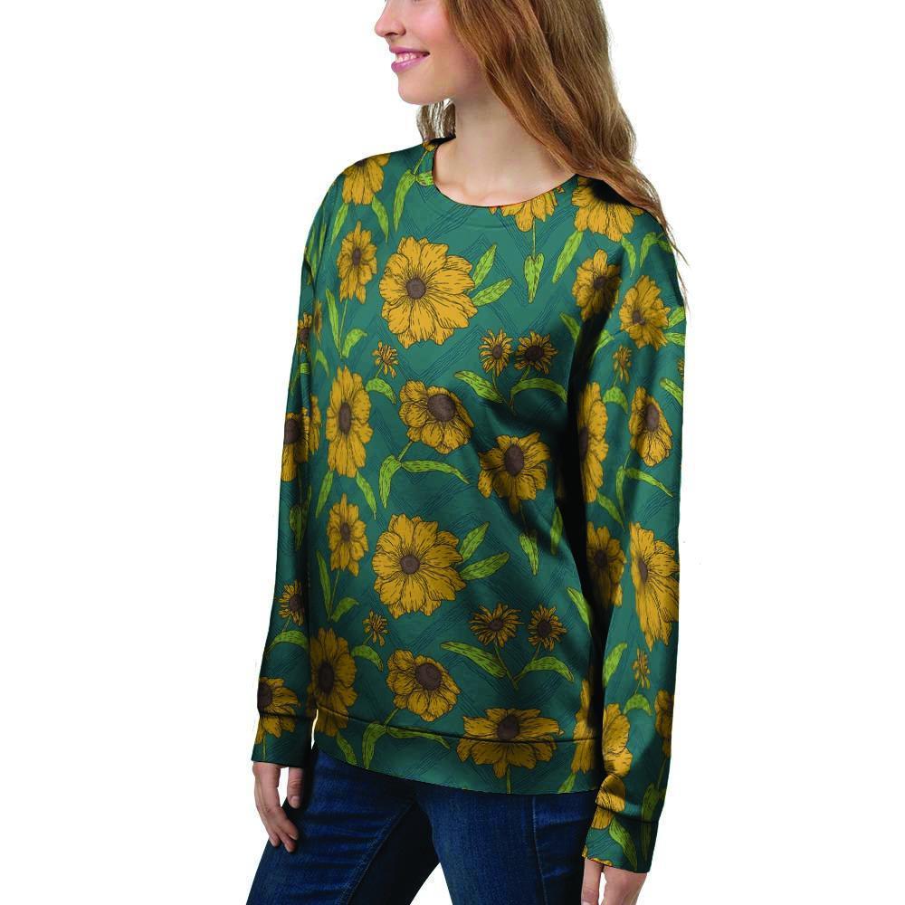 Green Zigzag Sunflower Women's Sweatshirt-grizzshop