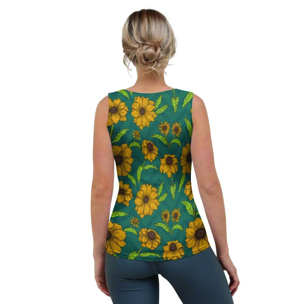 Green Zigzag Sunflower Women's Tank Top-grizzshop
