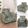 Grey And Green Camouflage Print Armchair Cover-grizzshop