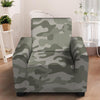 Grey And Green Camouflage Print Armchair Cover-grizzshop