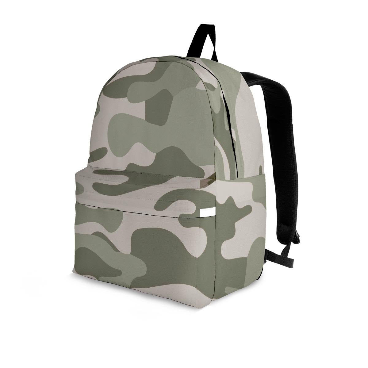 Grey And Green Camouflage Print Backpack-grizzshop