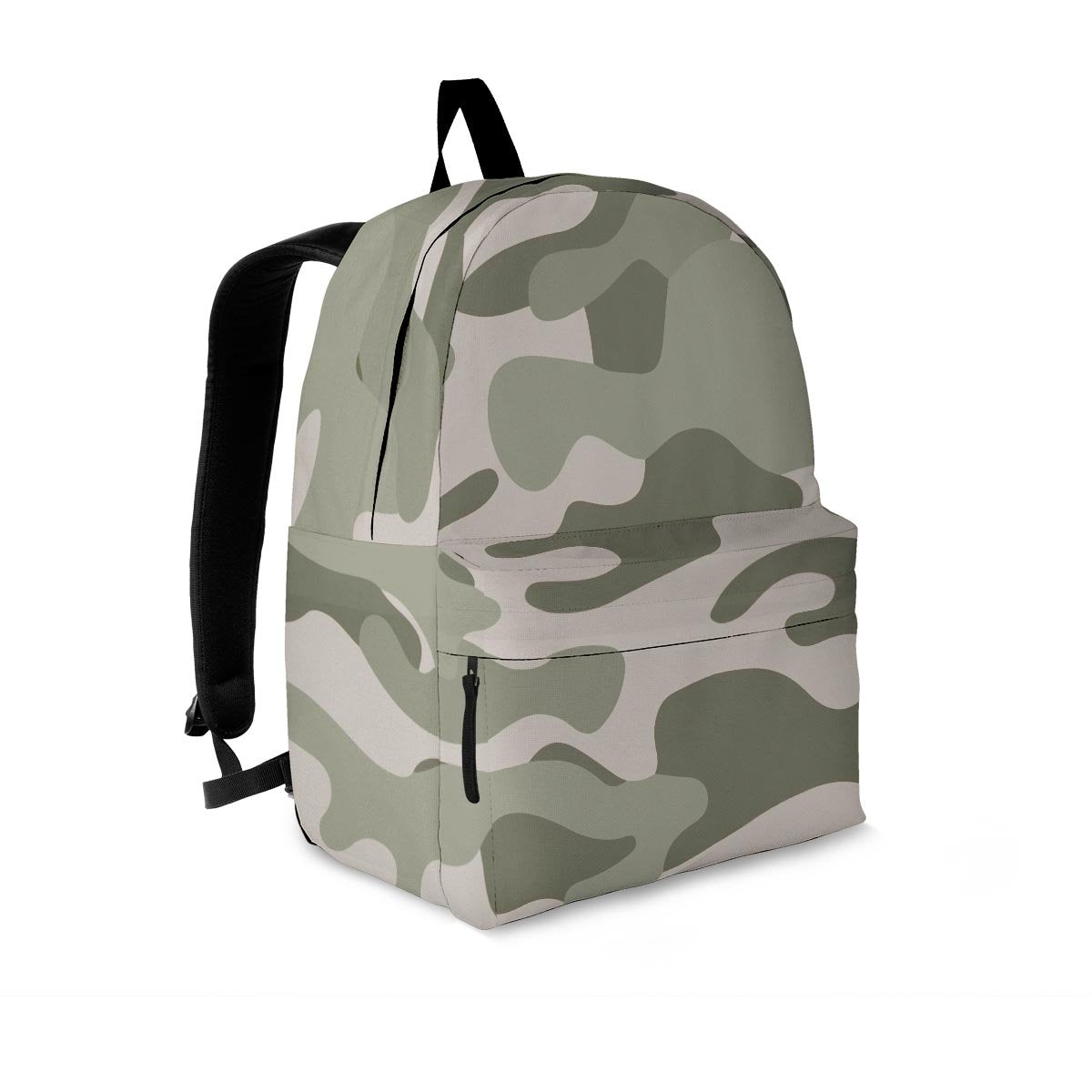 Grey And Green Camouflage Print Backpack-grizzshop