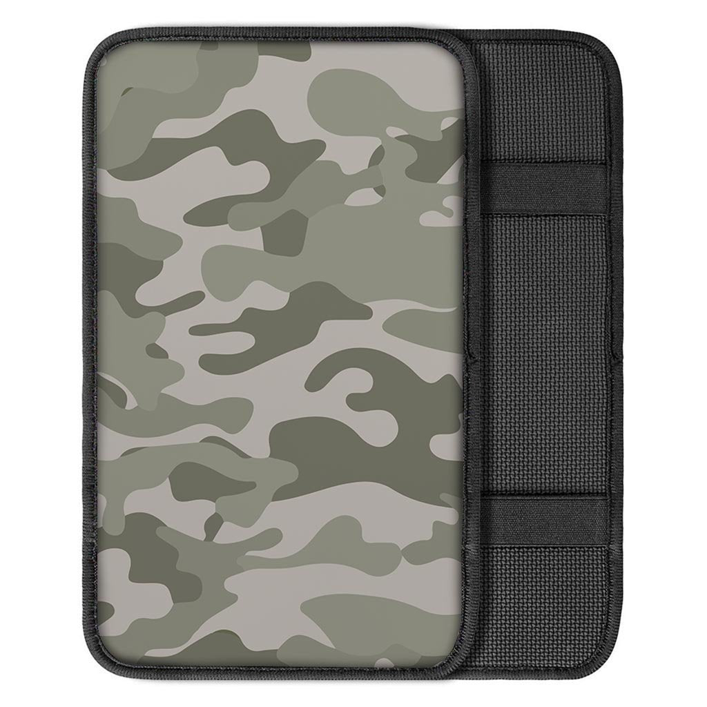 Grey And Green Camouflage Print Car Console Cover-grizzshop