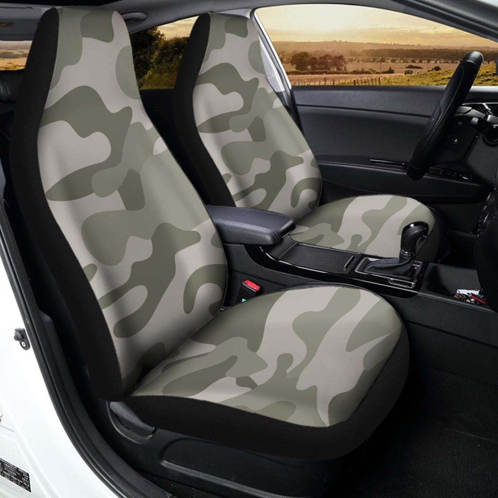 Grey And Green Camouflage Print Car Seat Covers-grizzshop