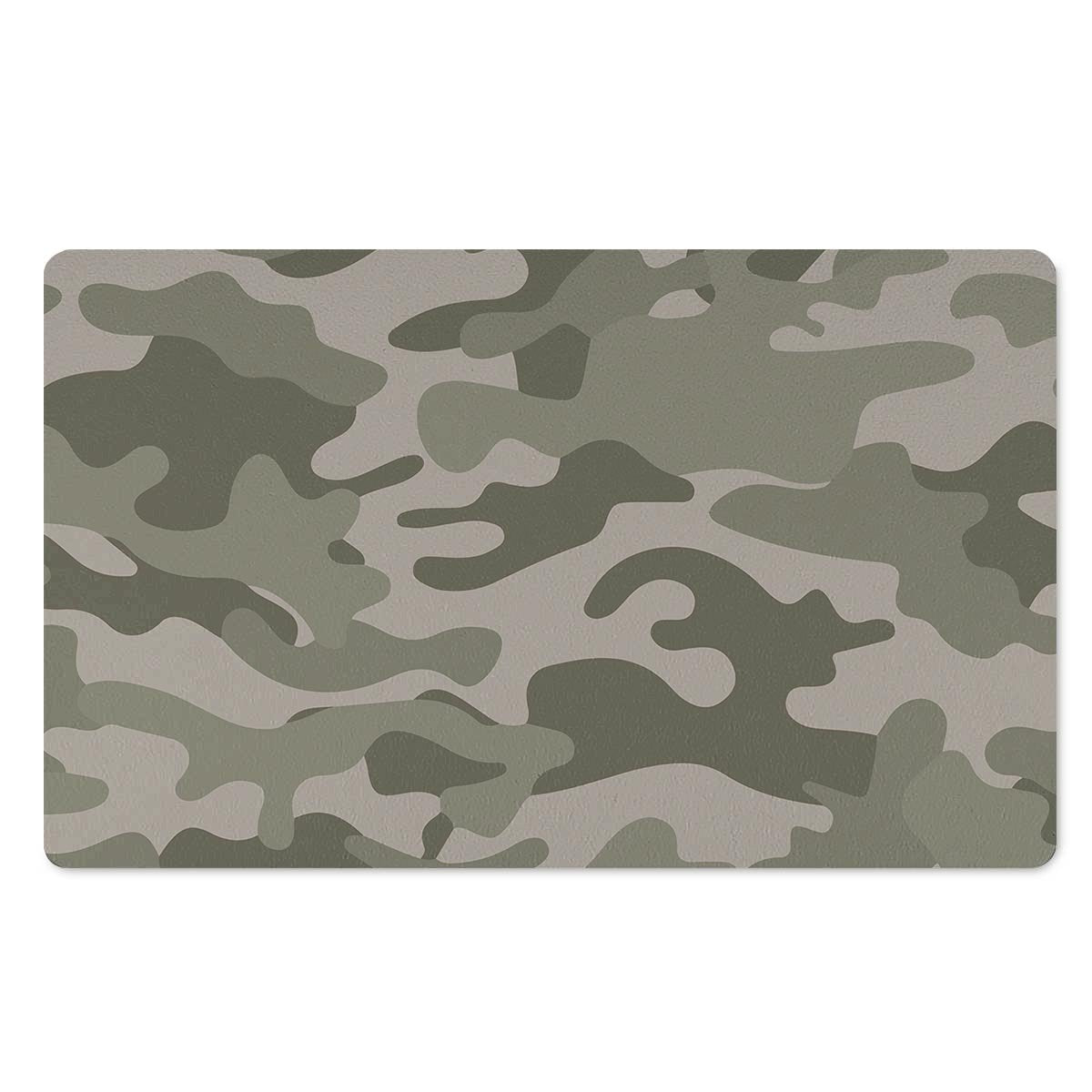 Grey And Green Camouflage Print Door Mat-grizzshop