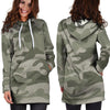 Grey And Green Camouflage Print Hoodie Dress-grizzshop