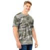 Grey And Green Camouflage Print Men T Shirt-grizzshop