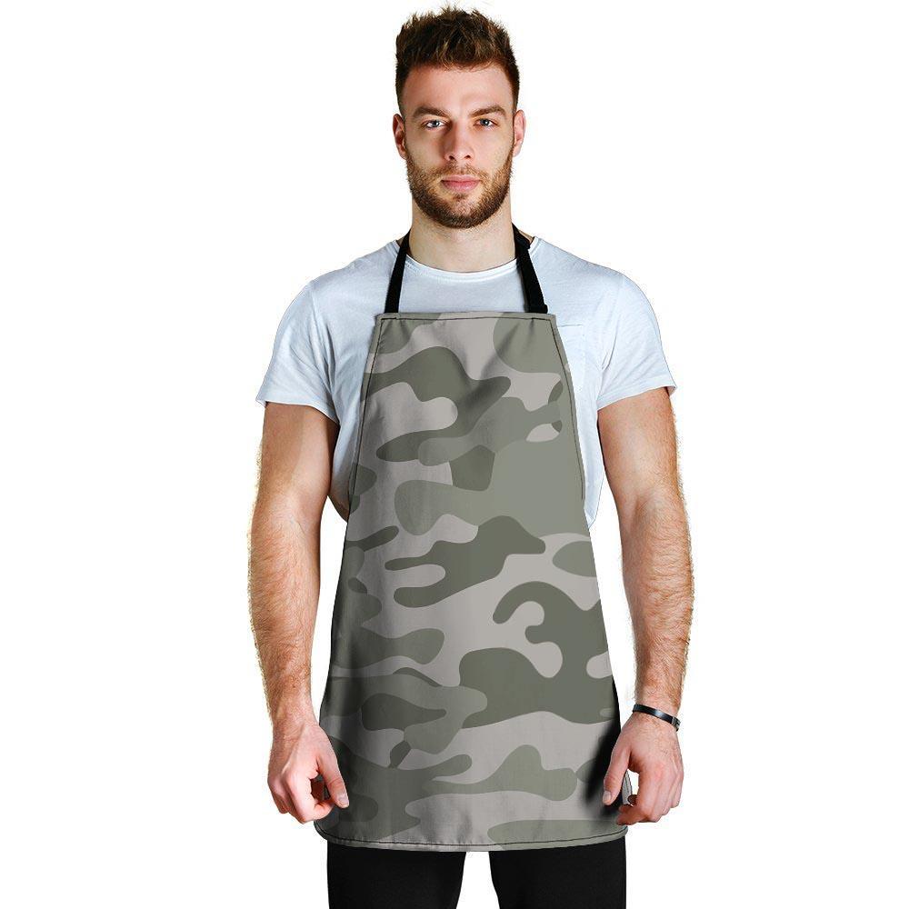 Grey And Green Camouflage Print Men's Apron-grizzshop