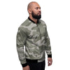 Grey And Green Camouflage Print Men's Bomber Jacket-grizzshop