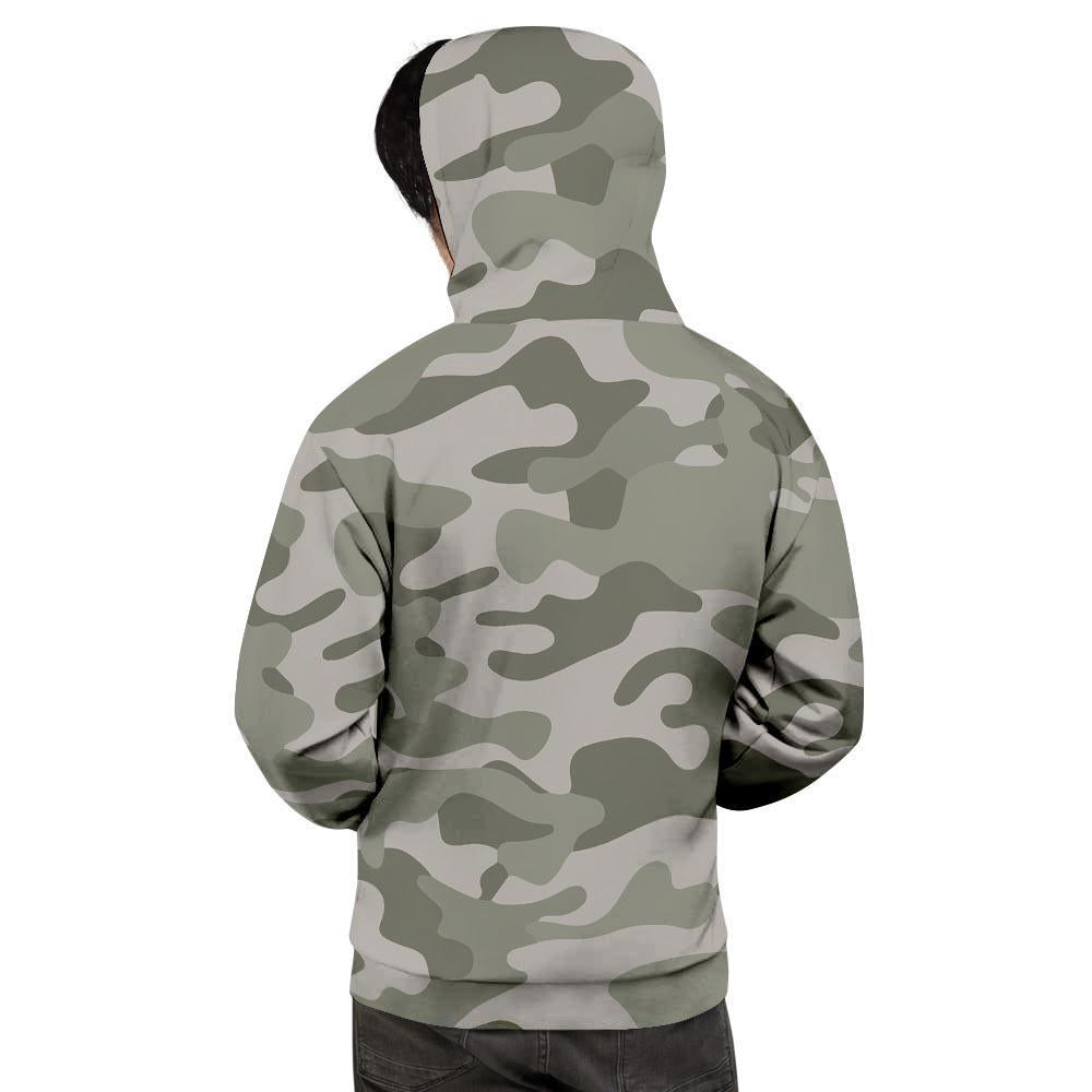 Grey And Green Camouflage Print Men's Hoodie-grizzshop