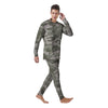 Grey And Green Camouflage Print Men's Pajamas-grizzshop