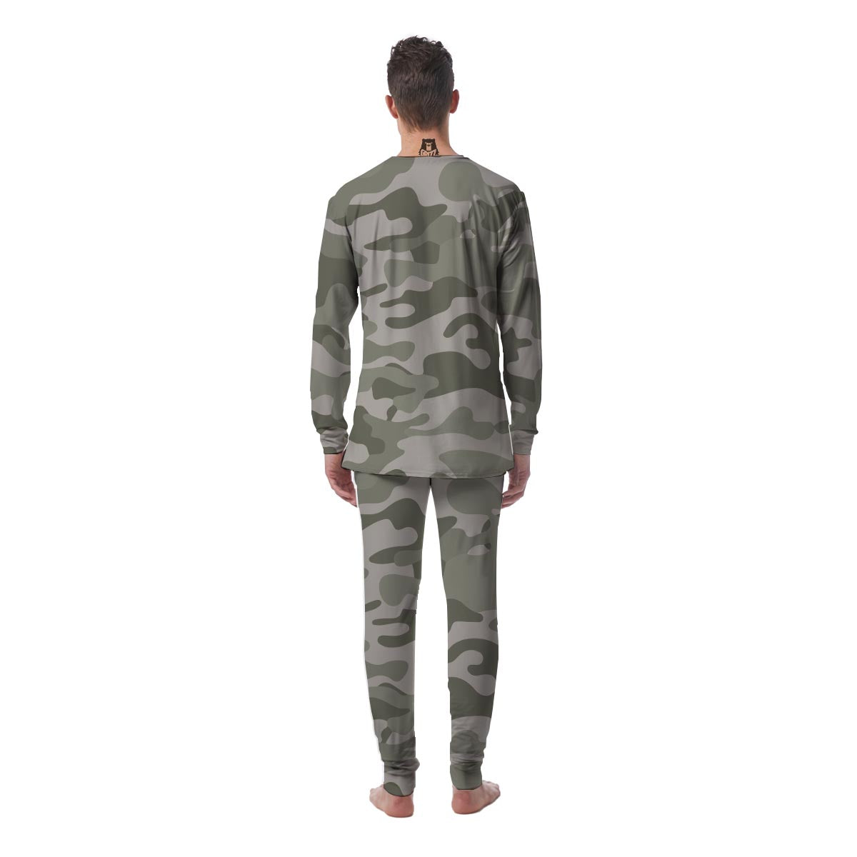 Grey And Green Camouflage Print Men's Pajamas-grizzshop