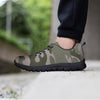 Grey And Green Camouflage Print Men's Sneakers-grizzshop