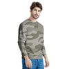 Grey And Green Camouflage Print Men's Sweatshirt-grizzshop